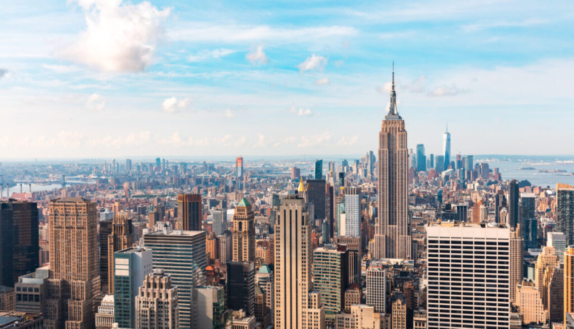 New york city skyline on a sunny day
