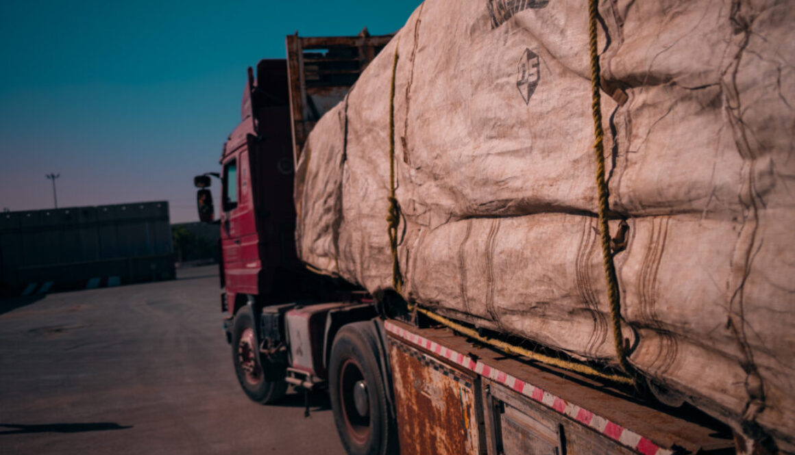 Truck Loaded with Humanitarian Aid at Israel-Gaza Kerem Shalom Border