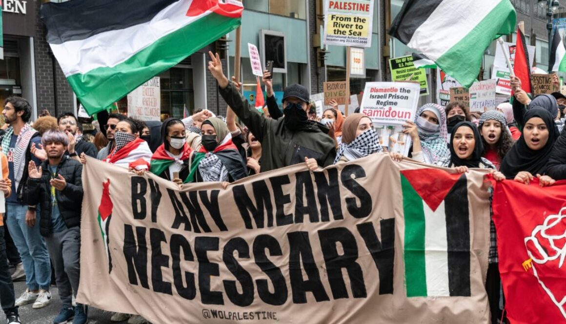Israeli,And,Palestinian,Supporters,Rallied,Around,42nd,Street,In,New