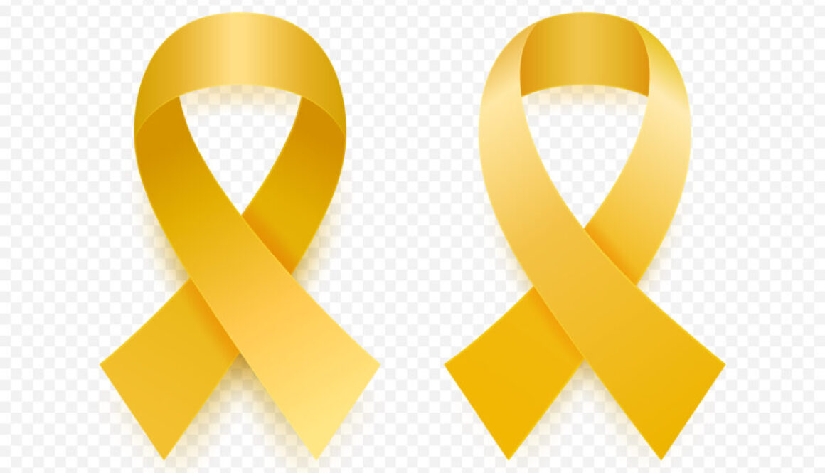 Vector 3d Realistic Yellow Ribbon Set. Sarcoma, Bone Cancer Awareness Symbol Closeup. Cancer Ribbon Template. World Sarcoma, Bone Cancer Day Concept