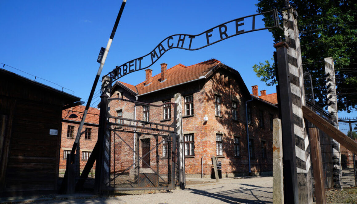 Gates to Auschwitz Birkenau Concentration Camp