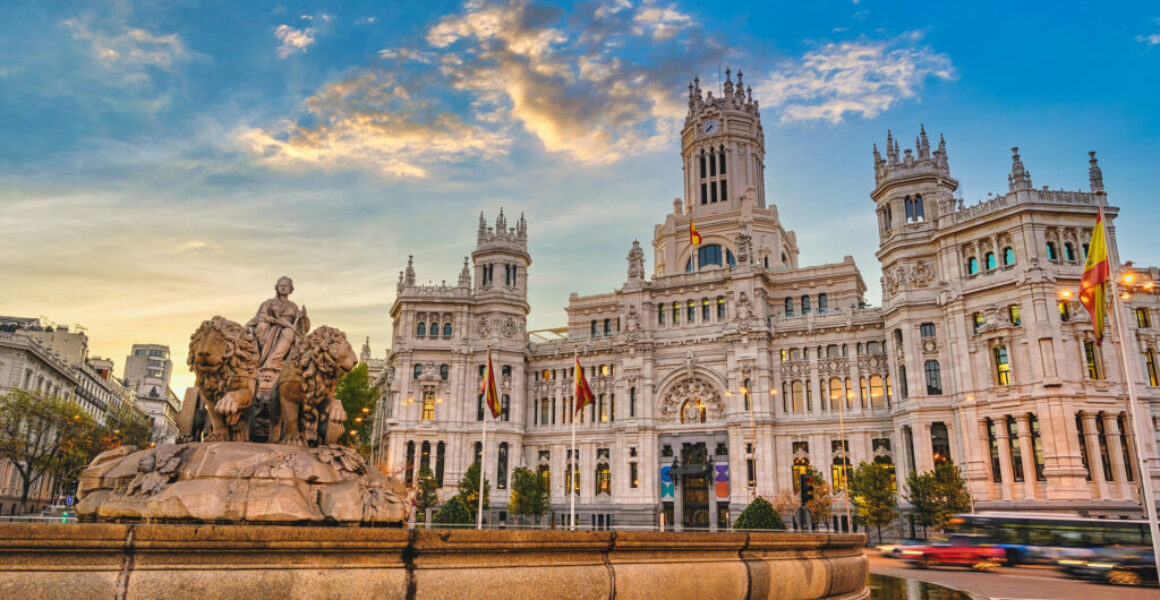 Madrid Spain, sunrise city skyline at Cibeles Fountain Town Square Sánchez is tarnishing Spain’s good name