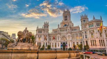 Madrid Spain, sunrise city skyline at Cibeles Fountain Town Square Sánchez is tarnishing Spain’s good name